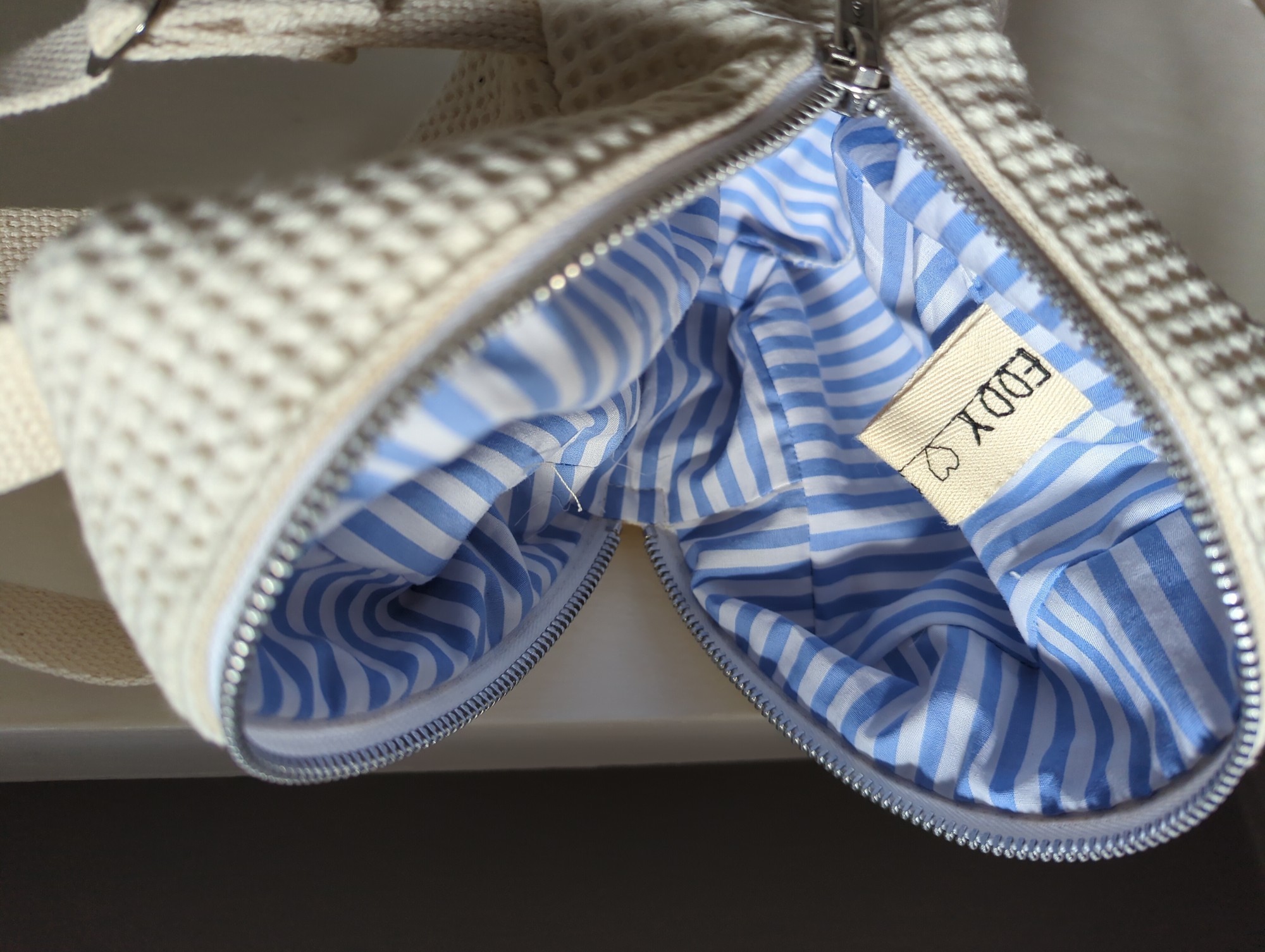 cotton waffle and poplin backpack for maeve