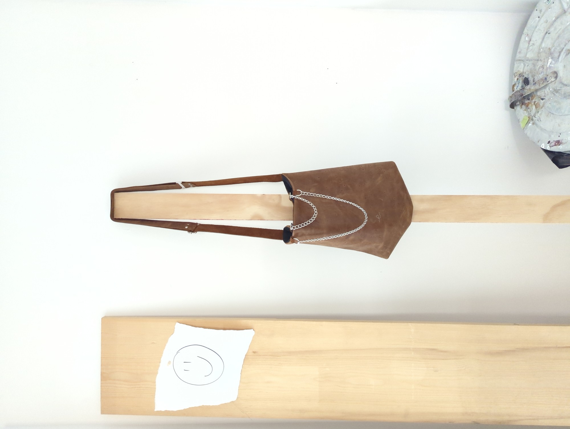 leather and cotton cross-body tote bag