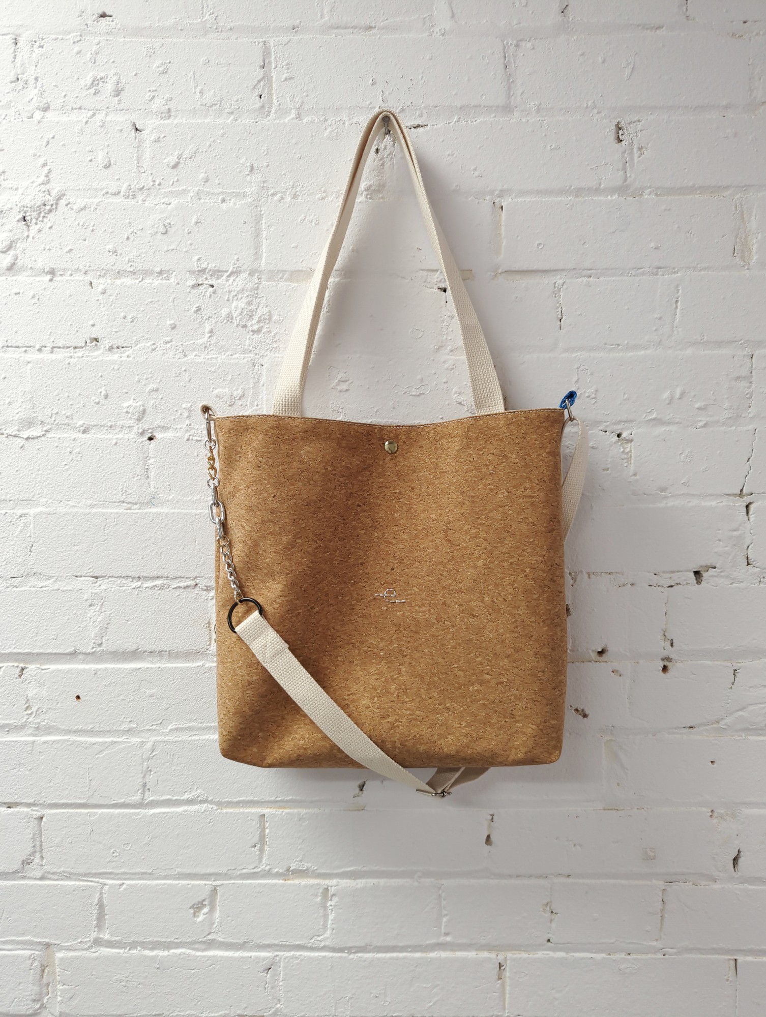 cork and cotton cross-body tote bag