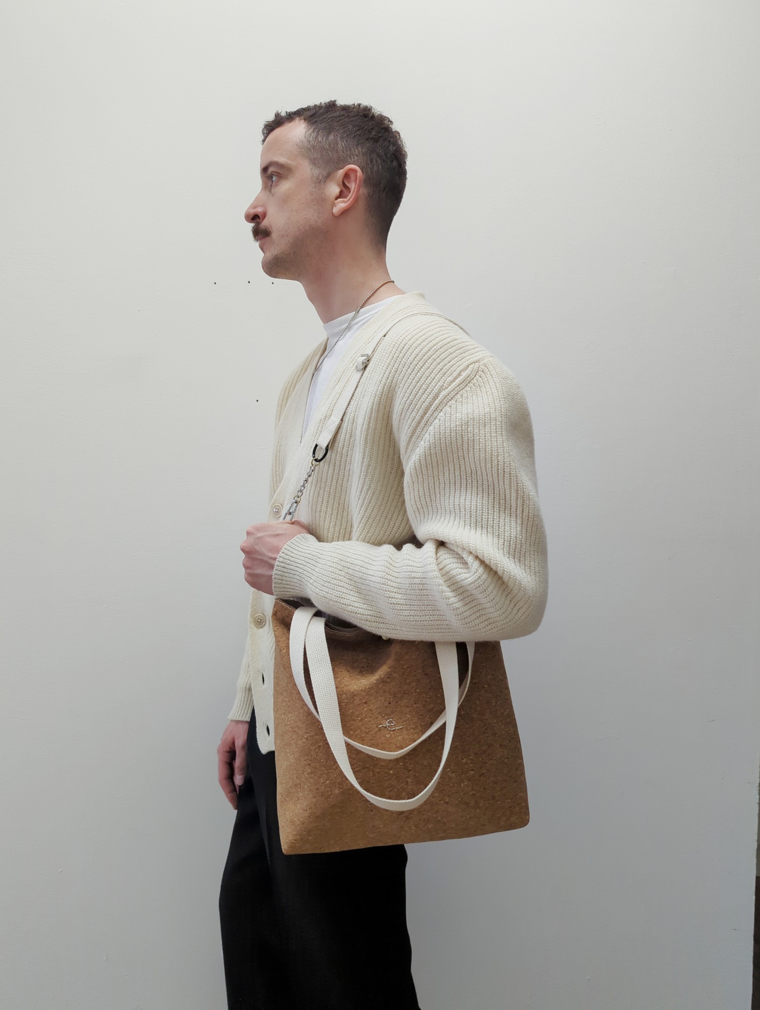 cork and cotton cross-body tote bag