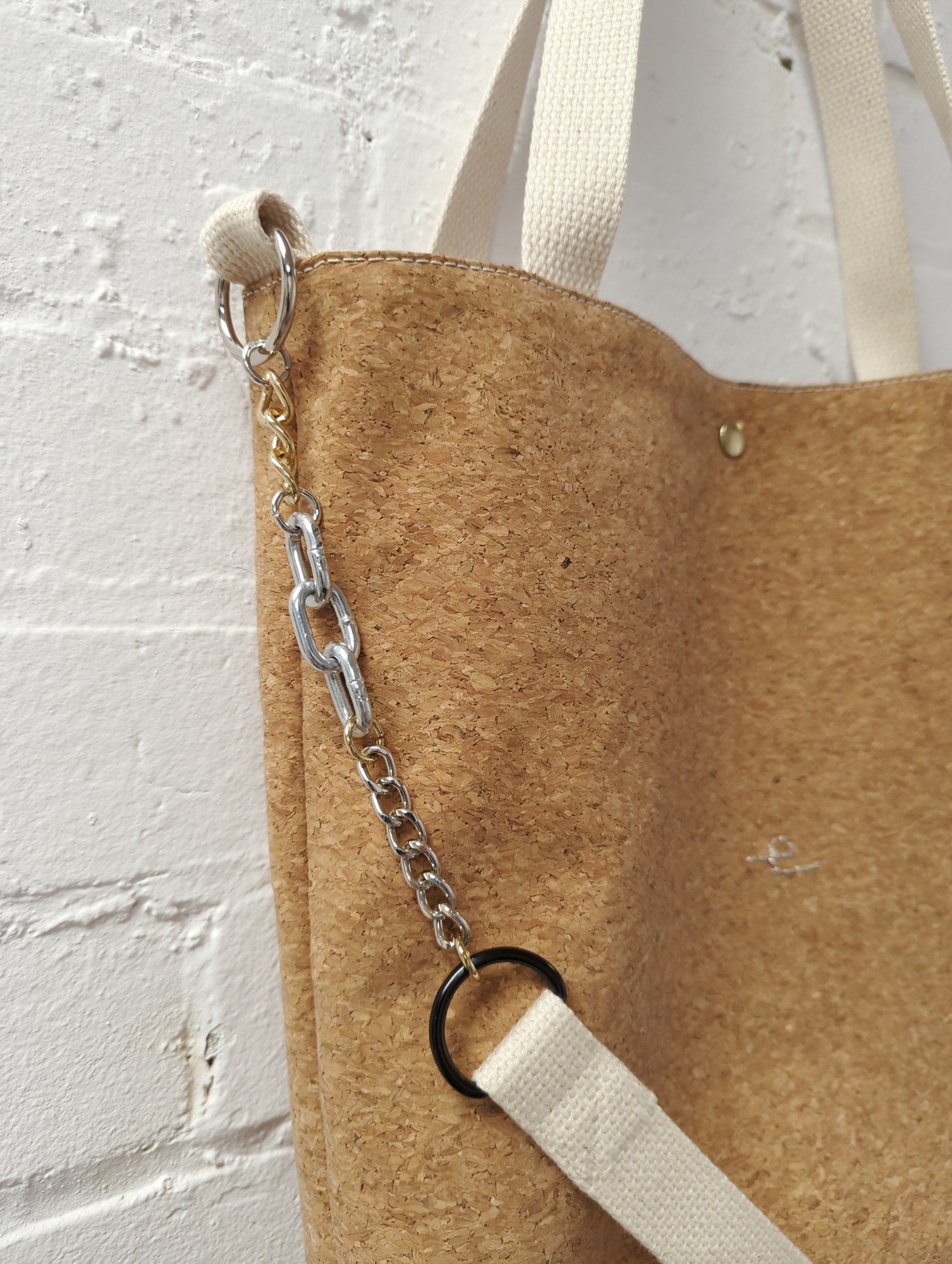 cork and cotton cross-body tote bag