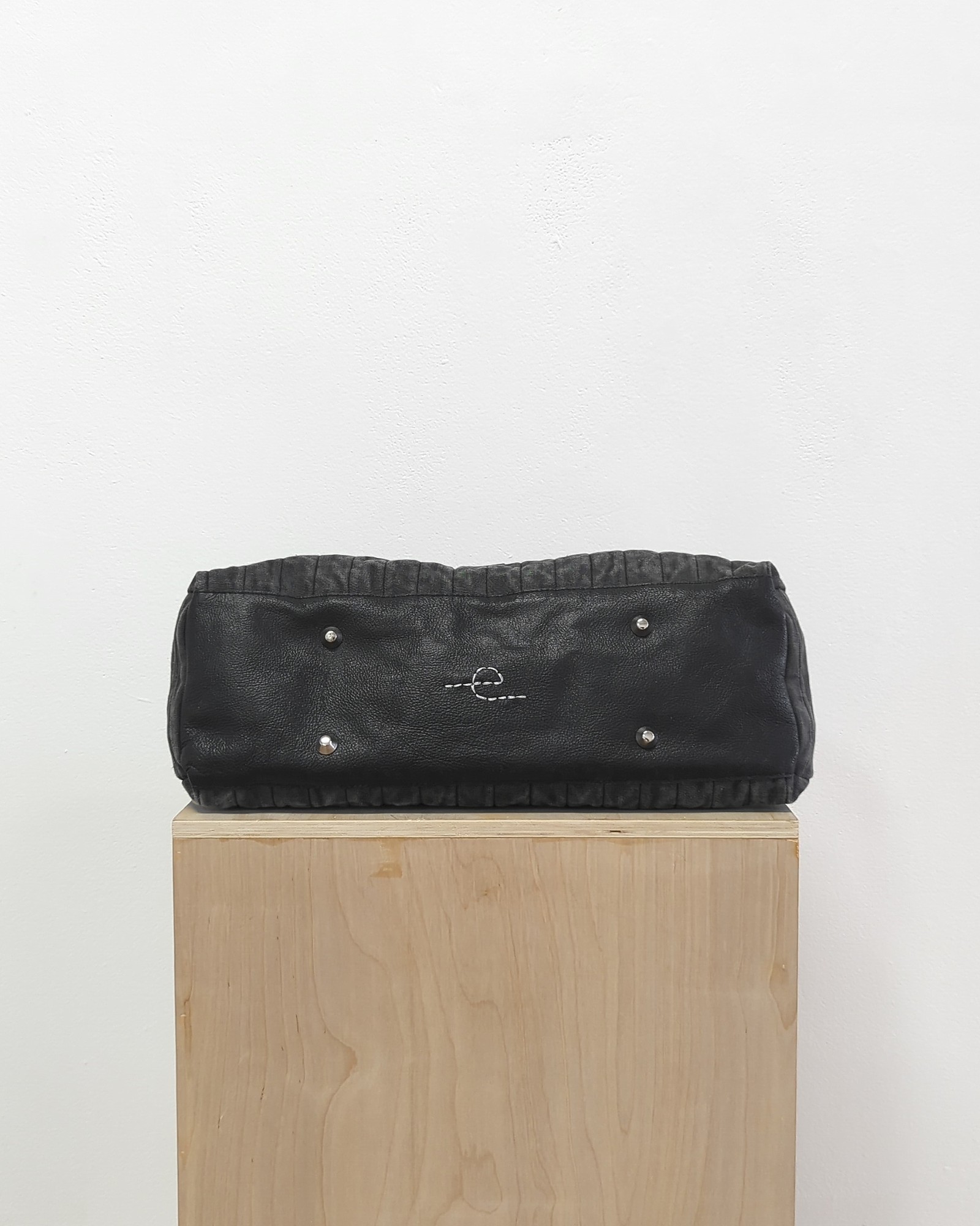 cotton and cow leather foldover bag