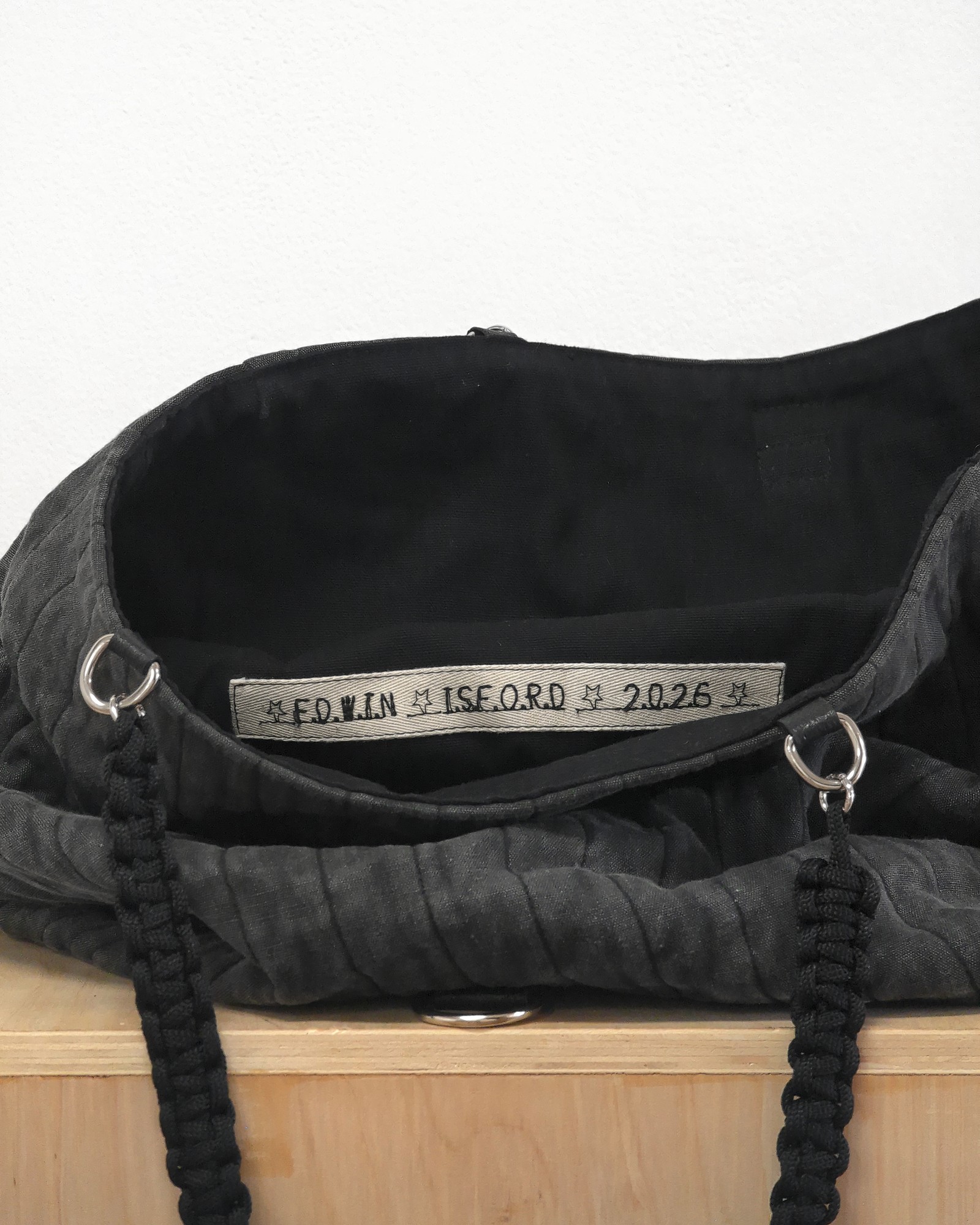 cotton and cow leather foldover bag
