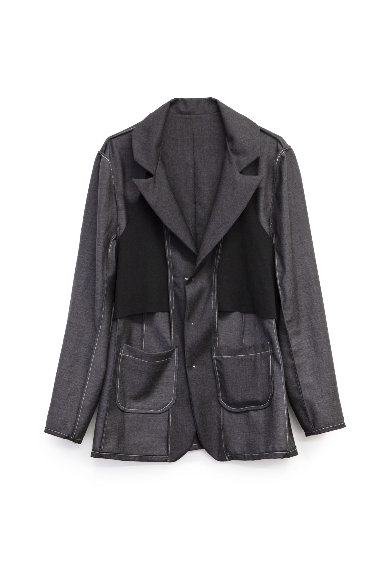 cotton rib knit quarter lined wool blazer