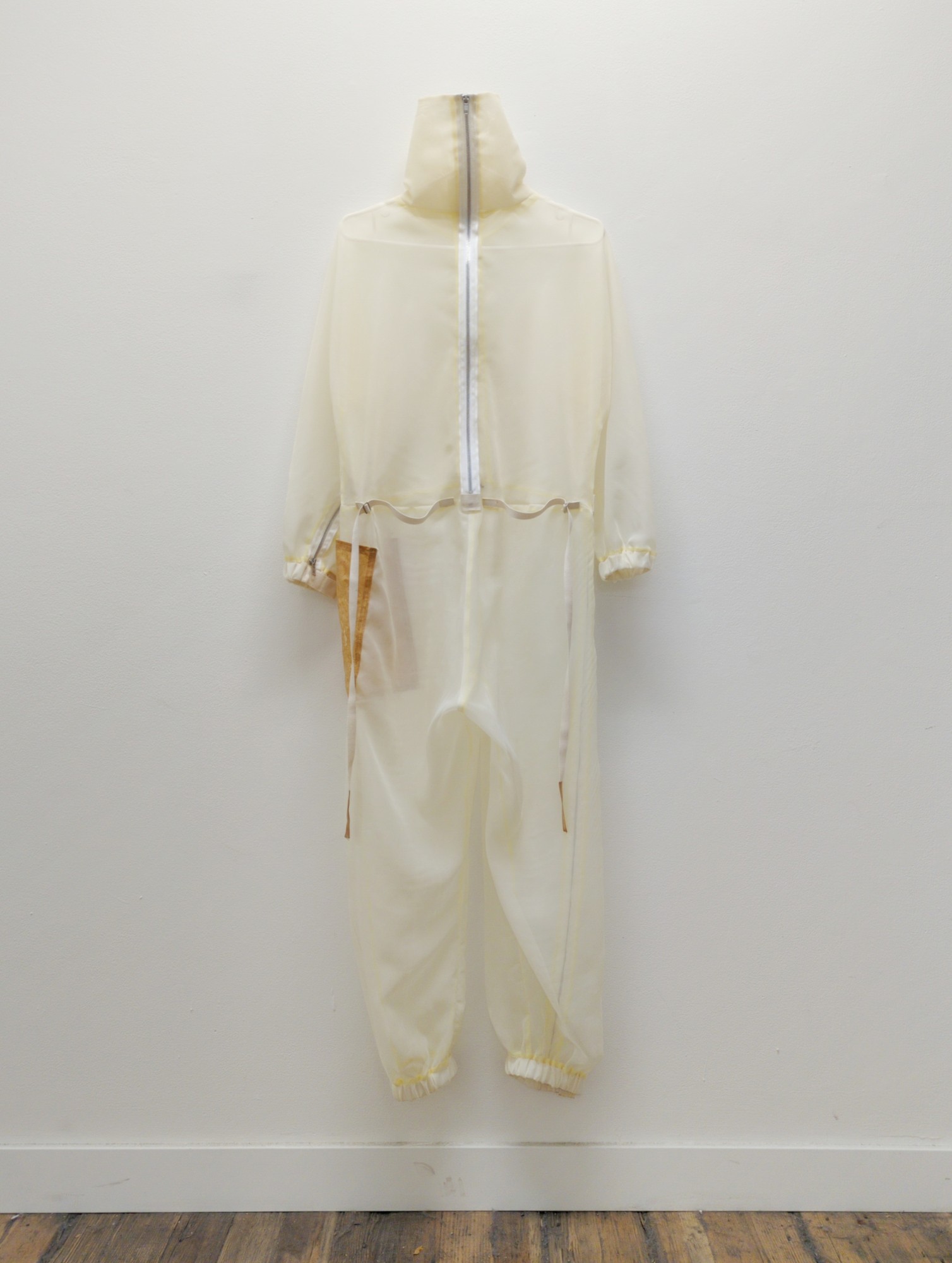 polyester chiffon with latex on organza detail jumpsuit (costume work for noon howe moon howe film project)